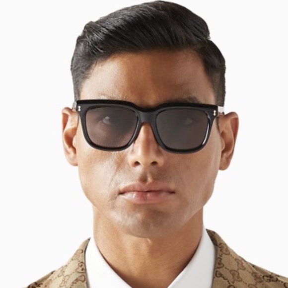 NEW GG1523S 001 GUCCI BLACK GREY SQUARE UNISEX GUCCI SUNGLASSES - Picture 1 of 12